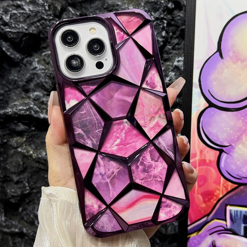 Water Cube Marble Electroplating TPU Phone Case for iPhone 13 Pro - Purple