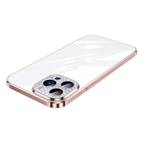 SULADA Diamond Lens Protector Plated Frosted Case for iPhone 13 Pro - Pink