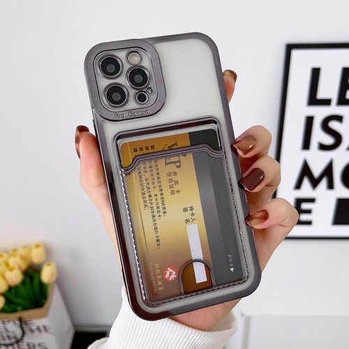 Electroplating Frame Card Slot Phone Case for iPhone 13 - Black