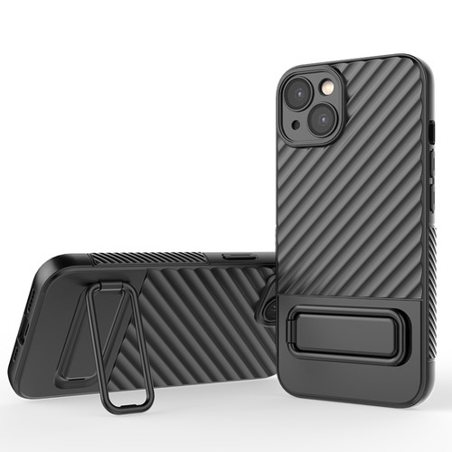 Wavy Texture TPU Phone Case with Lens Film for iPhone 13 - Black