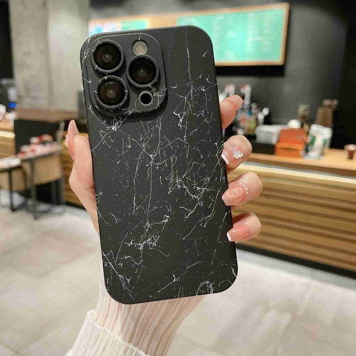 Marble Pattern PC Phone Case for iPhone 13 - Black