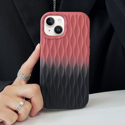 Water Ripple Texture Gradient Color TPU Phone Case for iPhone 13 - Pink-Black