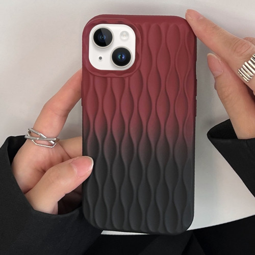 Water Ripple Texture Gradient Color TPU Phone Case for iPhone 13 - Red-Black