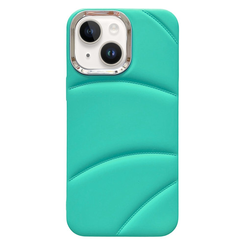 Electroplating Liquid Down Jacket TPU Phone Case for iPhone 13 - Sky Blue