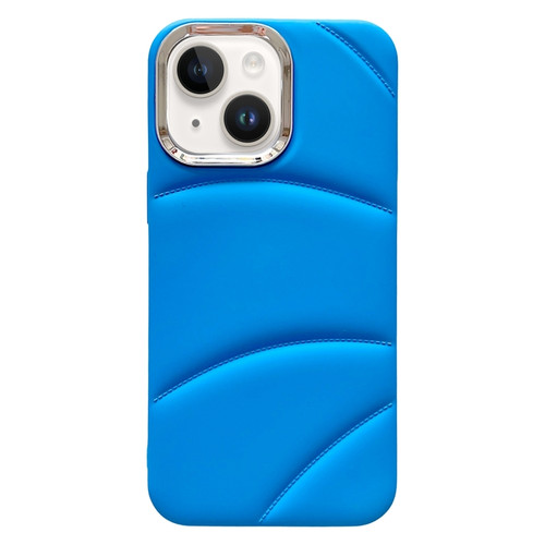 Electroplating Liquid Down Jacket TPU Phone Case for iPhone 13 - Blue