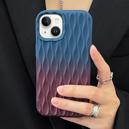 Water Ripple Texture Gradient Color TPU Phone Case for iPhone 13 - Blue-Red