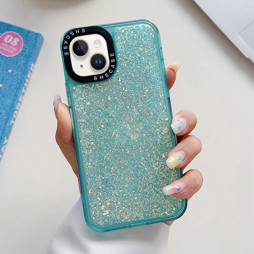 Glitter Epoxy Shockproof Phone Case for iPhone 13 - Blue
