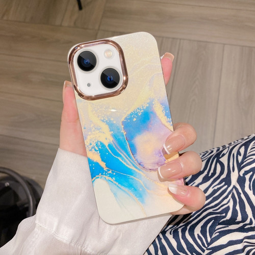 Colorful Shell Texture Marble PC + TPU Phone Case for iPhone 13 - Blue Purple