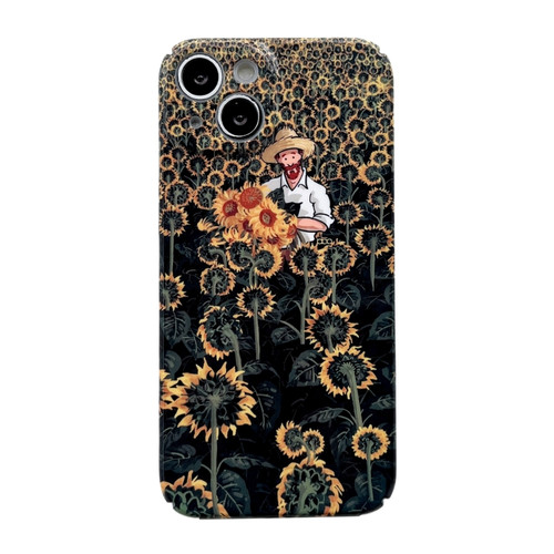 Precise Hole Glossy PC Phone Case for iPhone 13 - Sunflower