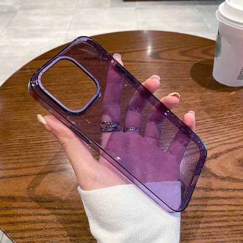 Glitter Powder Transparent TPU Phone Case for iPhone 13 - Purple