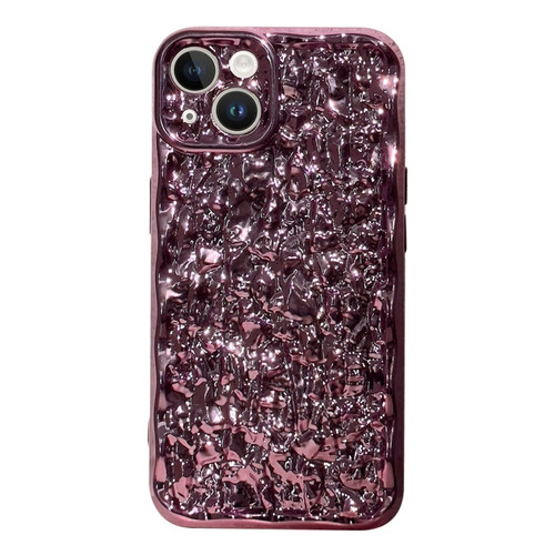 Electroplated 3D Stone Texture TPU Phone Case for iPhone 13 - Rose Gold