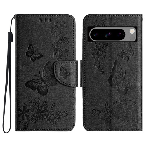 Butterfly Embossed Flip Leather Phone Case for Google Pixel 8 - Black