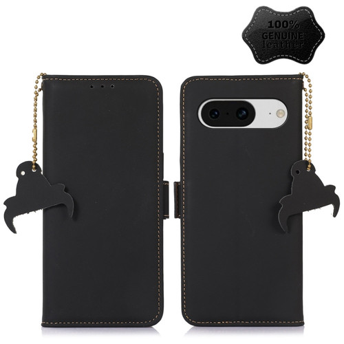 Genuine Leather Magnetic RFID Leather Phone Case for Google Pixel 8 - Black