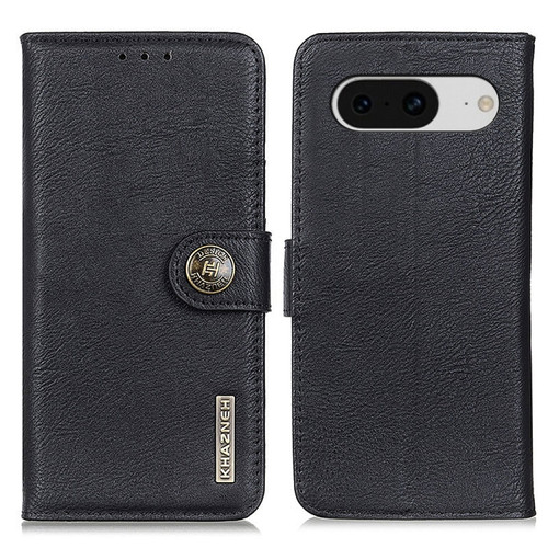 KHAZNEH Cowhide Texture Horizontal Flip Leather Phone Case for Google Pixel 8 - Black