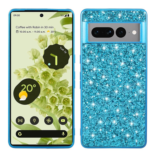 Glitter Powder Shockproof TPU Phone Case for Google Pixel 8 - Blue