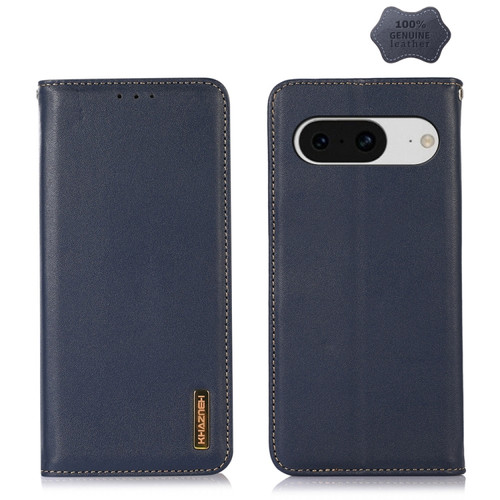 KHAZNEH Nappa Top Layer Cowhide Leather Phone Case for Google Pixel 8 - Blue