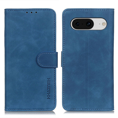 KHAZNEH Retro Texture Flip Leather Phone Case for Google Pixel 8 - Blue