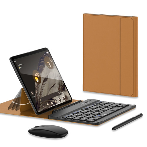 Google Pixel Fold GKK Gear Adjustment Bluetooth Keyboard Leather Case with Pen + Keyboard + Mouse + Case for Google Pixel 8 - Carbon Fibre