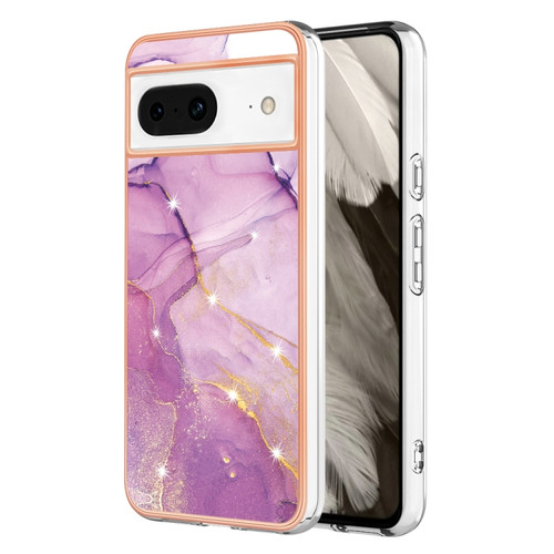 Electroplating Marble Dual-side IMD Phone Case for Google Pixel 8 - Purple 001