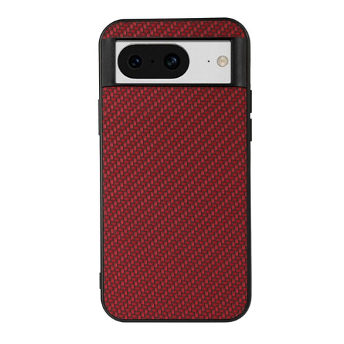 Carbon Fiber Texture PU Phone Case for Google Pixel 8 - Red