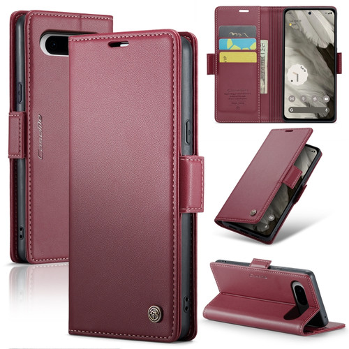 CaseMe 023 Butterfly Buckle Litchi Texture RFID Anti-theft Leather Phone Case for Google Pixel 8 - Wine Red