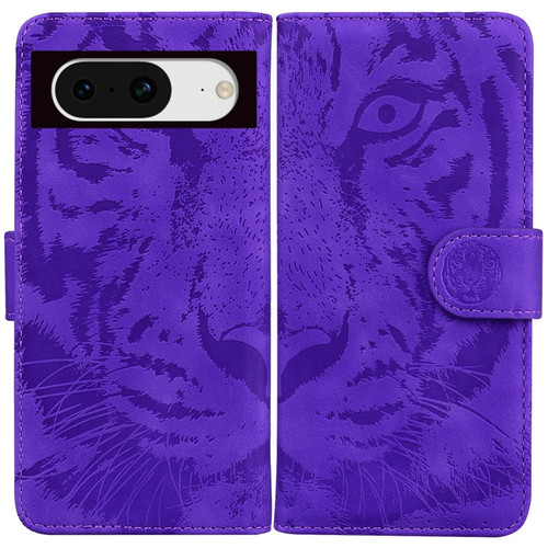 Tiger Embossing Pattern Flip Leather Phone Case for Google Pixel 8 - Red