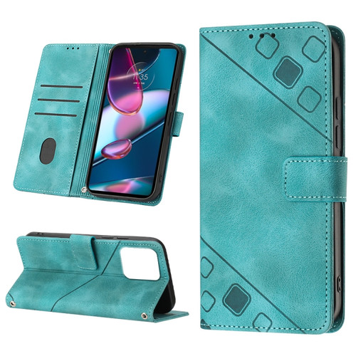 Skin-feel Embossed Leather Phone Case for Motorola Edge+ 2023 - Green