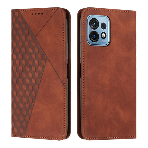 Diamond Pattern Splicing Skin Feel Magnetic Phone Case for Motorola Moto X40/X40 Pro/Edge+ 2023 - Brown