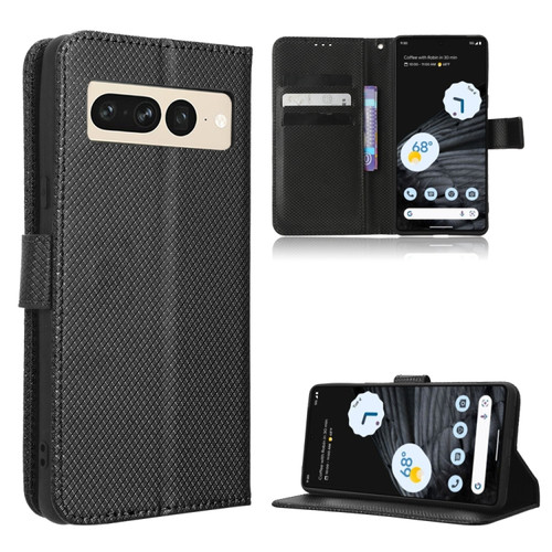 Diamond Texture Leather Phone Case for Google Pixel 7 Pro - Black