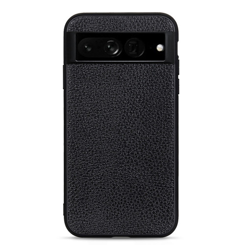 Accurate Hole Litchi Texture Genuine Leather Phone Case for Google Pixel 7 Pro - Black