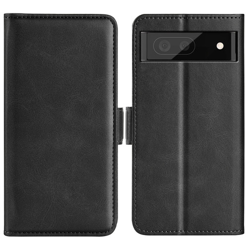 Dual-side Magnetic Buckle Leather Phone Case for Google Pixel 7 Pro - Black