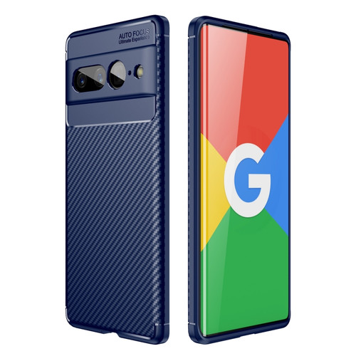 Carbon Fiber Texture Shockproof TPU Phone Case for Google Pixel 7 Pro - Blue