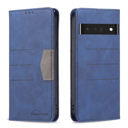 Magnetic Splicing Leather Phone Case for Google Pixel 7 Pro - Blue