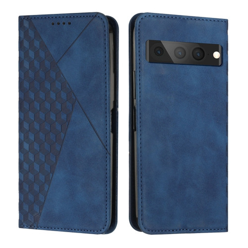 Diamond Splicing Skin Feel Magnetic Leather Phone Case for Google Pixel 7 Pro - Blue