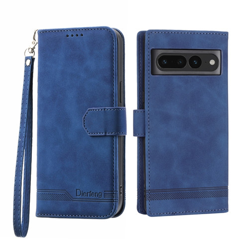 Dierfeng Dream Line TPU + PU Leather Phone Case for Google Pixel 7 Pro - Blue