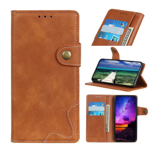 S-Type Stitching Calf Texture Leather Phone Case for Google Pixel 7 Pro - Brown