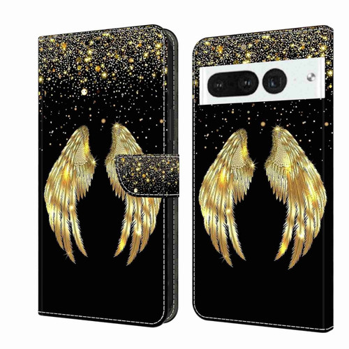 Crystal 3D Shockproof Protective Leather Phone Case for Google Pixel 7 Pro - Golden Wings