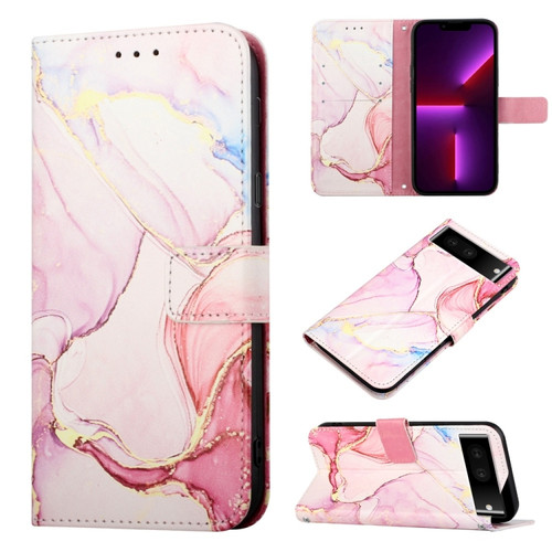 PT003 Marble Pattern Flip Leather Phone Case for Google Pixel 7 Pro - Rose Gold LS005