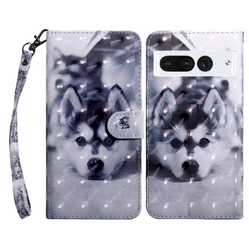 3D Painted Leather Phone Case for Google Pixel 7 Pro - Husky