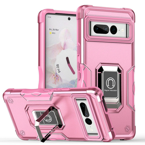 Ring Holder Non-slip Armor Phone Case for Google Pixel 7 Pro - Pink