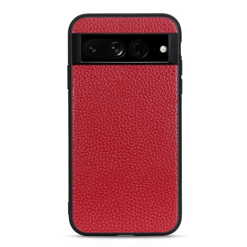 Accurate Hole Litchi Texture Genuine Leather Phone Case for Google Pixel 7 Pro - Red