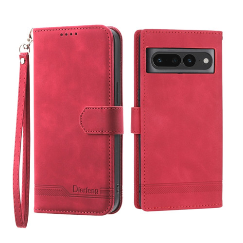 Dierfeng Dream Line TPU + PU Leather Phone Case for Google Pixel 7 Pro - Red