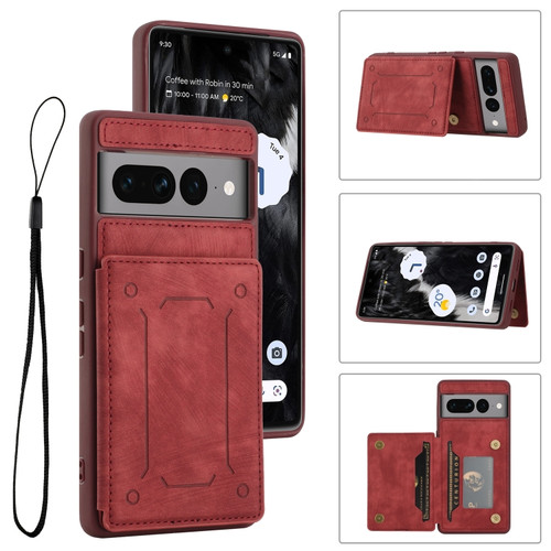 Dream Magnetic Back Cover Card Wallet Phone Case for Google Pixel 7 Pro - Red