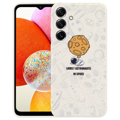 Astronaut Pattern Silicone Straight Edge Phone Case for Samsung Galaxy A14 5G - Lovely Astronaut-White