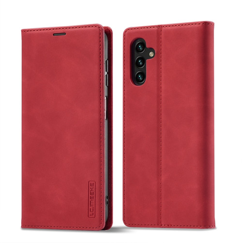 LC.IMEEKE Strong Magnetism Microfiber Leather Phone Case for Samsung Galaxy A14 5G - Red