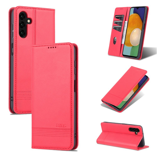 AZNS Magnetic Calf Texture Flip Leather Phone Case for Samsung Galaxy A14 5G - Red