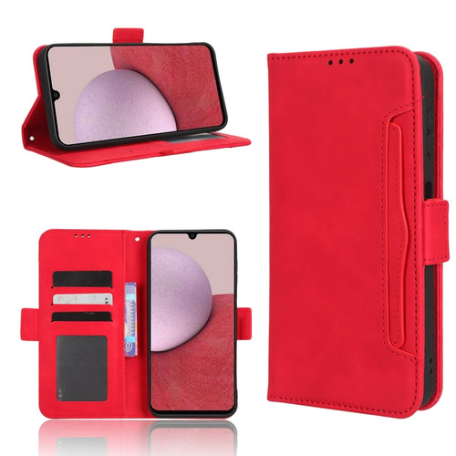 Skin Feel Calf Texture Card Slots Leather Phone Case for Samsung Galaxy A14 5G - Red