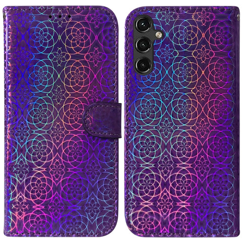 Colorful Magnetic Buckle Leather Phone Case for Samsung Galaxy A14 5G - Purple