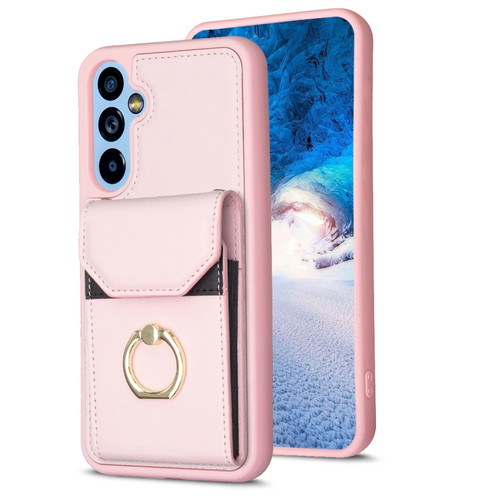 BF29 Organ Card Bag Ring Holder Phone Case for Samsung Galaxy A14 5G - Pink