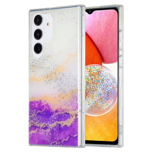 Dual-side IMD Marble Phone Case for Samsung Galaxy A14 5G - White Purple